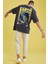 Erkek Gri Earth Baskılı Oversize Tshirt 1