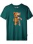 Unisex Petrol Mavisi Robot Ayı Baskılı Tshirt 1