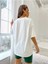 Kadın Yeşil Baskılı 1898 Brooklyn New York Beyaz Oversize Bisiklet Yaka T-Shirt 2