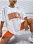 Kadın Turuncu Baskılı 1898 Brooklyn New York Beyaz Oversize Bisiklet Yaka T-Shirt 3