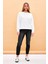 Kadın Rhona Fildişi Bisiklet Yaka Pamuklu Sweatshirt 3
