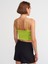 20129 Büzgülü Detaylı Askılı Crop Top-Lime 2