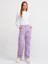 70869 Paçası Kaytanlı Kargo Denim Pantolon-Lila 1