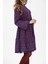 Uzun Kol Seçil Pazen Kısa Sonbahar ve Kışlık Elbise Çıtır Desen Mor Mor 3
