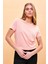 Kadın Boyfriend Toz Pembe Bisiklet Yaka Regular Fit Modal T-Shirt (Lyocell) 1