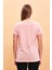 Kadın Boyfriend Toz Pembe Bisiklet Yaka Regular Fit Modal T-Shirt (Lyocell) 4