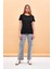 Kadın Boyfriend Siyah Bisiklet Yaka Regular Fit Modal T-Shirt (Lyocell) 3