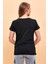 Kadın Boyfriend Siyah Bisiklet Yaka Regular Fit Modal T-Shirt (Lyocell) 4