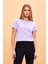 Kadın Boyfriend Lila Bisiklet Yaka Regular Fit Modal T-Shirt (Lyocell) 3
