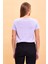 Kadın Boyfriend Lila Bisiklet Yaka Regular Fit Modal T-Shirt (Lyocell) 4