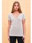 Kadın Boyfriend Gri V Yaka Regular Fit Modal T-Shirt (Lyocell) 1