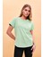 Kadın Mini Vena Logo Baskılı Çağla Regular Fit T-Shirt 2