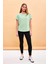 Kadın Mini Vena Logo Baskılı Çağla Regular Fit T-Shirt 4