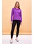 Kadın Gloria Menekşe Bisiklet Yaka Regular Fit Basic T-Shirt 2