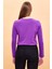 Kadın Gloria Menekşe Bisiklet Yaka Regular Fit Basic T-Shirt 4