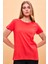 Kadın Boyfriend Kırmızı Bisiklet Yaka Regular Fit Modal T-Shirt (Lyocell) 1