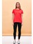 Kadın Boyfriend Kırmızı Bisiklet Yaka Regular Fit Modal T-Shirt (Lyocell) 3
