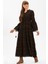 Uzun Kol Seçil Pazen Sonbahar ve Kışlık Uzun Elbise Çıtır Desen Siyah Syh 1