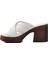523004 Beyaz Hakiki Deri Kadın Topuklu Terlik 3