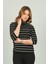 Kadın Çizgili Pamuklu Bluz 3655 Siyah 1
