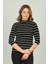 Kadın Çizgili Pamuklu Bluz 3655 Siyah 2