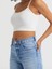 Çift Katlı Askılı 2 Adet Kadın Crop Organik Kumaş Tshirt 2