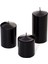 3'lü Siyah Silindir Mum Seti(5,5 cm-7,5 cm-10 cm) 2
