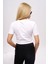 Miu Yazılı Beyaz Crop T-Shirt Pamuklu T-Shirt Basic T-Shirt Bluz 5