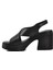 523001 Siyah Deri Kadın Topuklu Sandalet 3