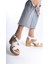 Kadın Diego Beyaz Ortopedik Iç Taban( 8 cm ) Platform Topuk Sandalet 2