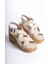 Kadın Diego Krem Ortopedik Iç Taban( 8 cm ) Platform Topuk Sandalet 4