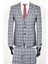 Slim Fit Sivri Yaka-Çift Yırtmaç Gri Kareli Yelekli Drop 6 Takım Elbise 1