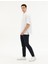 Erkek Lacivert Slim Fit Çizgili Kanvas Pantolon 50284218-VR033 3
