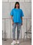 Fancy Kadın Oversize Kalıp Bisiklet Yaka %100 Pamuk Basic T-shirt 3