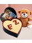 Kişiye Özel Pleksi Çift Harf Tasarımlı Kalp Kutu ve 25 cm Peluş Ayıcık ve Ahşap Çerçeve 1