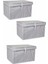 Tekno Trust Kumaş 40X30X26 Çok Amaçlı Mini 3'lü Çizgili Desen Kutu Gri 3 1
