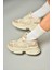 S973602404 Bej Kumaş Kalın Tabanlı Spor Ayakkabı Sneakers 4