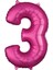34 inç 3 Pembe Renk Rakam Folyo Balon 1