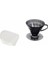 V60 02 Plastik Dripper ve 40 Lı Filtre Kağıdı Seti, Siyah Şeffaf 1