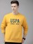 Erkek Hardal Bisiklet Yaka Baskılı Sweatshirt 1
