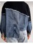 Geniş Kalıp Düğmeli Asimetrik Denim Kot Detaylı Tasarım Sweatshirt 3