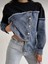 Geniş Kalıp Düğmeli Asimetrik Denim Kot Detaylı Tasarım Sweatshirt 4