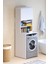 Çamaşır Kurutma Makinesi 3 Raflı Kapaklı Banyo Dolabı Beyaz Çok Amaçlı Dolap 2