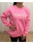 Kadın 3 İp Sıfır Yaka Sweat Twinset Taş Işlemeli Pembe 1