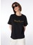 Bisiklet Yaka Baskılı Siyah Kadın T-Shirt F4SL-TST0913 3
