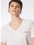 V Yaka Düz Beyaz Kadın T-Shirt 242 Lcf 242018 Loles Beyaz 5