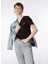 V Yaka Düz Siyah Kadın T-Shirt 242 Lcf 242018 Loles Siyah 1