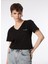 V Yaka Düz Siyah Kadın T-Shirt 242 Lcf 242018 Loles Siyah 3