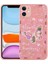 Apple iPhone 12 - Uyumlu Desenli Sert Silikon Mumila Kapak-Pink Flower 1