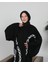 Zincir Nakışlı Dubai Ipeği Siyah Abaya - Kimono 2